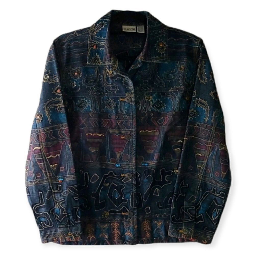 Chico's Embellished Jean Jacket Size 8